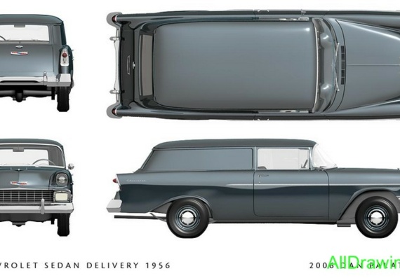 Chevrolet Sedan Delivery (1956) - drawings (drawings) of the car